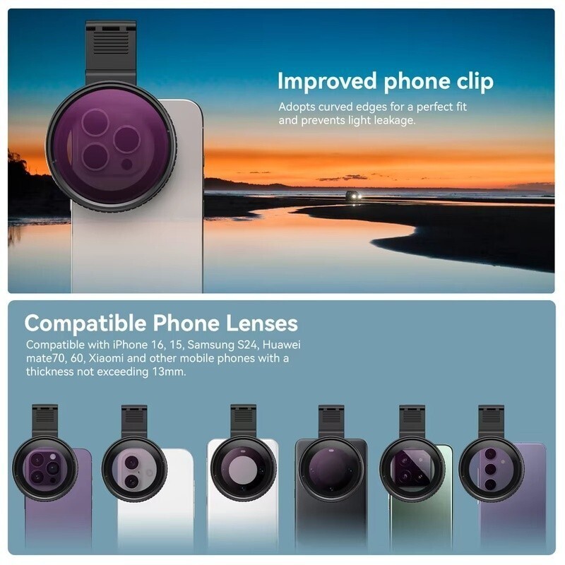 APEXEL ปรับ Neutral Density Filter 67 มม.โทรศัพท์มือถือ CPL Polarizing Filter/ND 32/ND 400 พร้อม Uni