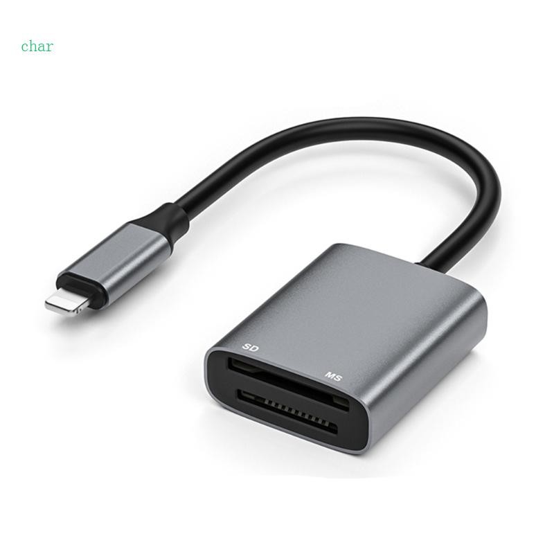 Char อลูมิเนียม SD + MS Card Reader อะแดปเตอร์การ์ดหน่วยความจํา Fast Data Transfer SD + MS Card Read