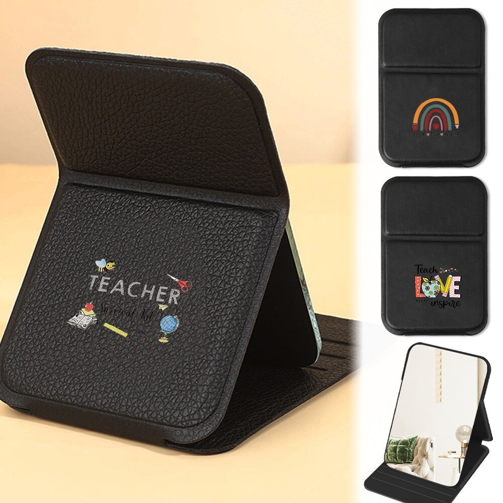 Teacher's Day Cute Portable Folding Makeup Mirror Personal Small Lightweight & Compact Teacher Patte