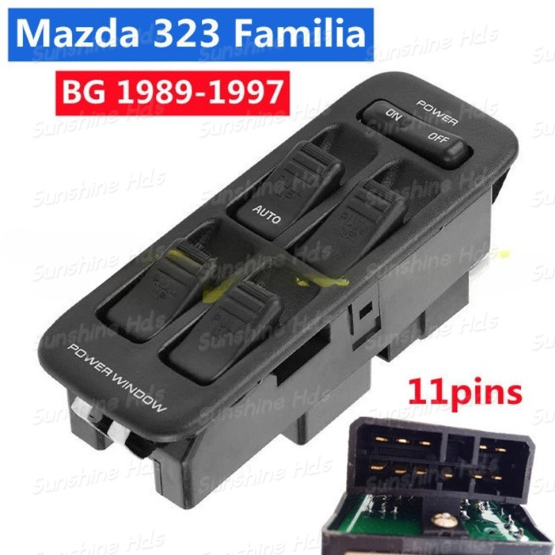 11PINS ด้านหน้าซ้าย Power Master Window Switch Fit สําหรับ Mazda Familia 323 Astina BG 1989-1997, Fo
