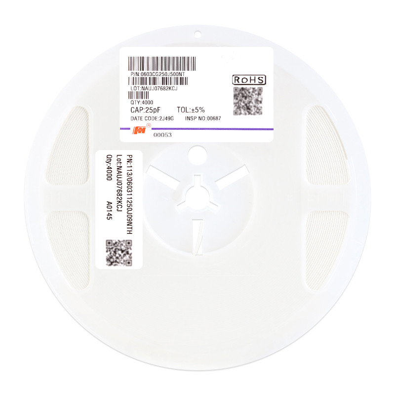 ยี่ห้อใหม่ 0603 Patch Capacitor 25pF (250) ±5% 50V C0G 0603CG250J500NT