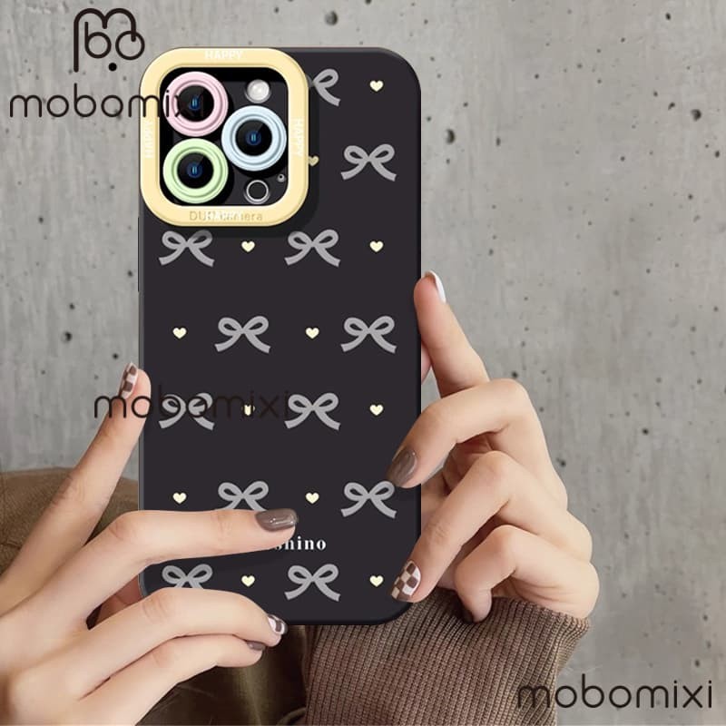 สําหรับOPPO Reno14F Reno14 Pro Reno 13F Reno13 Pro Reno12 F Reno 11F Reno10 Reno8Z Reno7Z Reno8T Reno5 Reno4 Reno6z Simple hollow heart BowนักเรียนกันกระแทกTPUโทรศัพท์มือถือกรณี