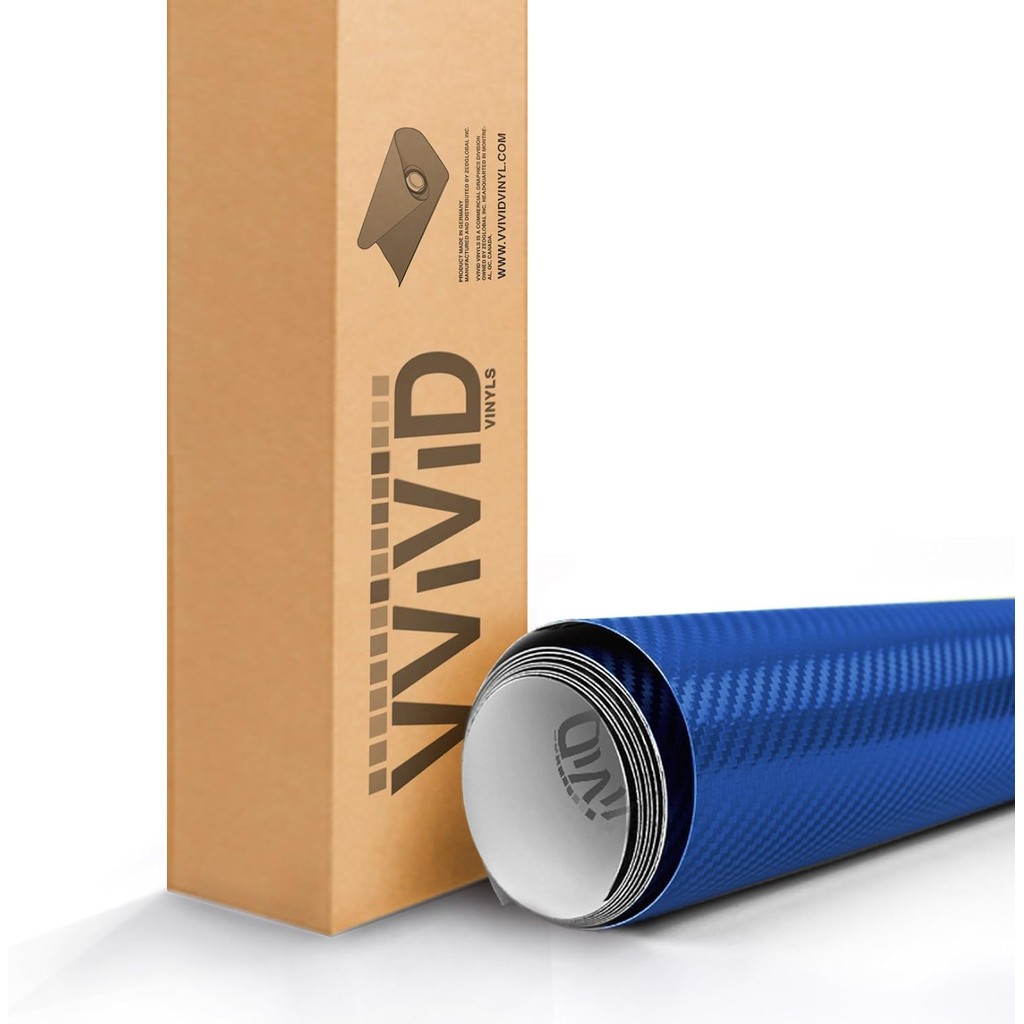 VViViD Metallic Blue 3D คาร์บอนไฟเบอร์ไวนิลห่อม้วน XPO Air Release Technology (12" x 60")