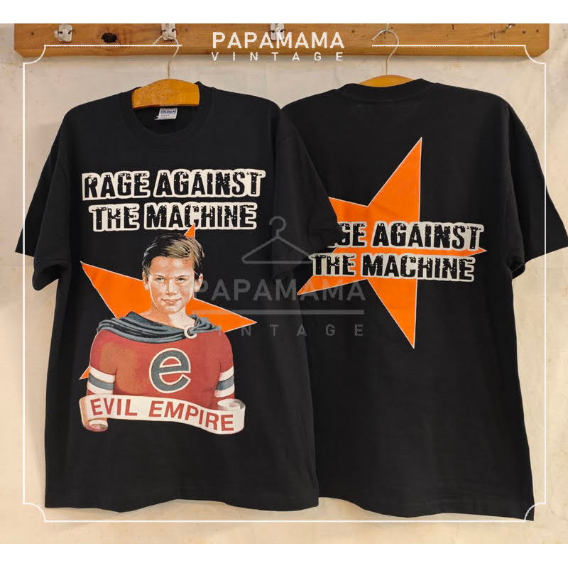 RAGE AGAINST THE MACHINE EVIL EMPIRE DEAD STOCK 2000s เสื้อวินเทจ เสื้อทัวร์ วงร๊อค papamama vintage shirt