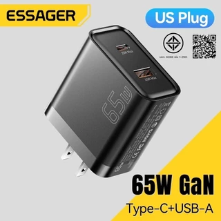 Essager A+C 65W super flash charge ปลั๊ก US/EU สีดำ เหมาะสำหรับอุปกรณ์หลากหลายประเภท B09