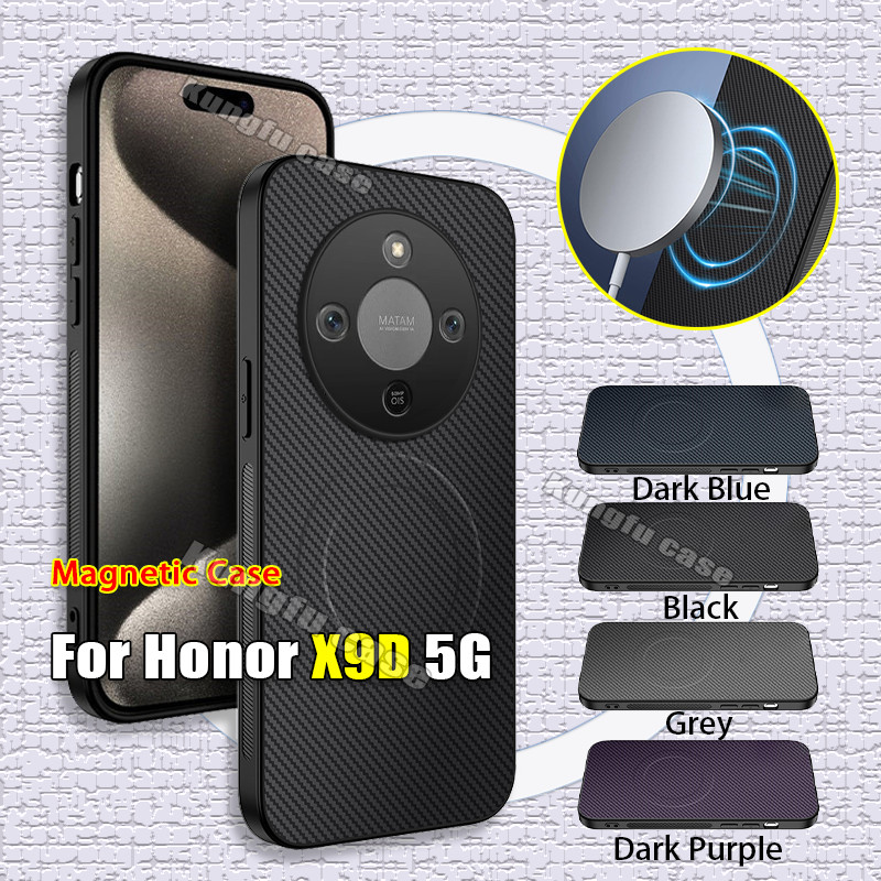 ปลอกสําหรับ Honor X9D X9C HonorX9D 5G รูปแบบคาร์บอนไฟเบอร์แม่เหล็กหนังเคสโทรศัพท์กันกระแทกกล้องป้องกันกลับปกแข็ง