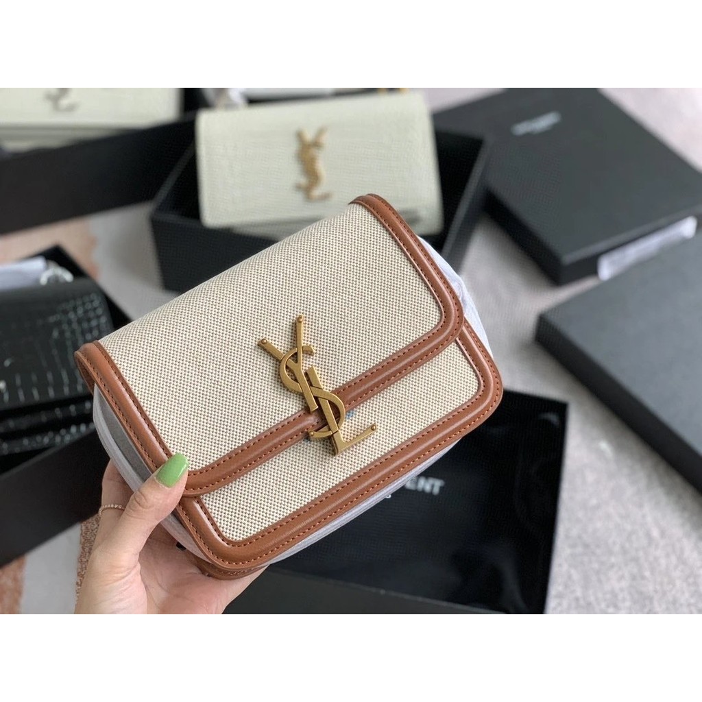 Ysle Saint Laurent Poplar Grove กระเป๋าผู้หญิง 2021 สไตล์ใหม่อินเทรนด์ solferino Retro ผ้าใบหนังเต้า