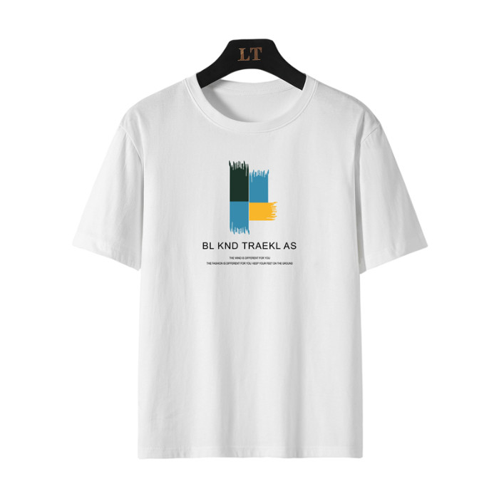 2025 New Heavyweight 200g Short Sleeve T-Shirt for Men 2025 Summer New Round Neck Printed Men's Yout