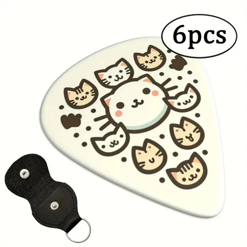 6 ชิ้นเสียงเดิมกีตาร์ Picks,สองด้านพิมพ์ Ukulele กีตาร์นิ้วมือ Shrrapnel,พวงกุญแจ Holster,ของขวัญสํา