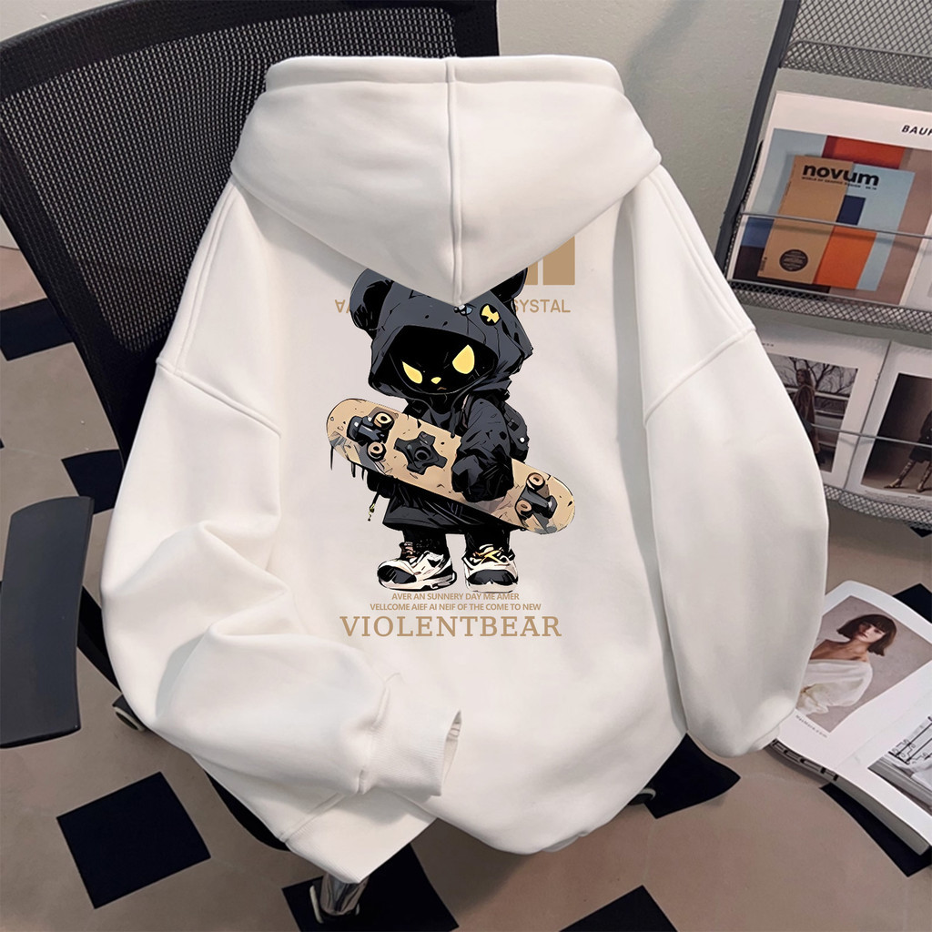 🌷Su.Tee🌷 เสื้อฮู้ด เสื้อแขนยาว หลวม ใส่สบาย Printed Hoodie สไตล์เกาหล 'THE VIOLENT01' M-3XL