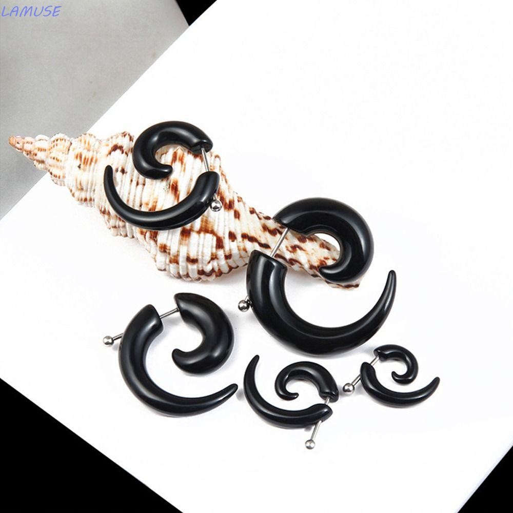 LAMUSE ผู้หญิง Hoop ต่างหูแฟชั่นเครื่องประดับบุคลิกภาพประณีต Delicate Niche Design Bull Horn ต่างหูสตั๊ดเรขาคณิต