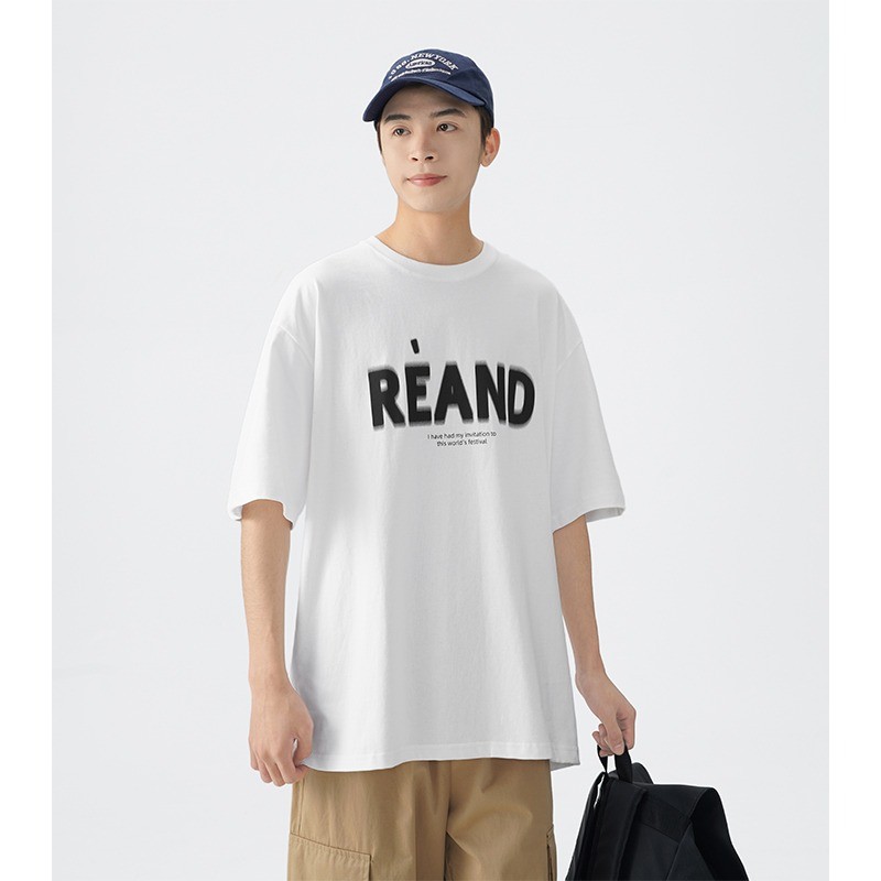 COD 2025 Heavyweight 260g Pure Cotton Draped Short Sleeve T-Shirt for Men Ins American Retro Creativ