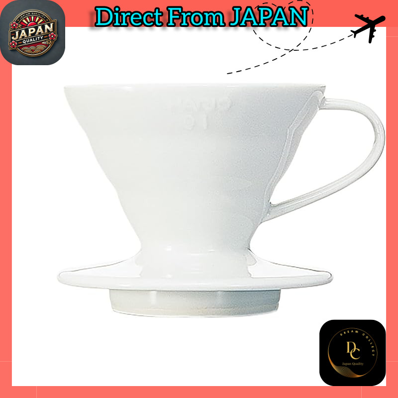 HARIO V60 Transparent Dripper 01 Ceramic White for 1-2 Cups, Coffee Hand Drip, Made in Japan VDCR-01