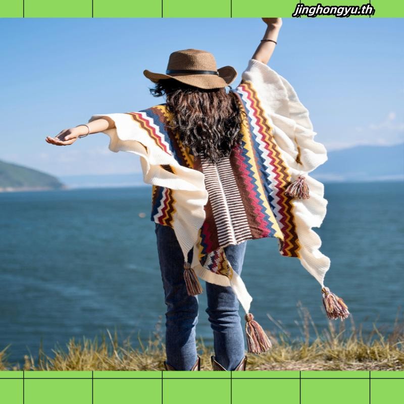 Design Shawl Irregular Exotic Style Women's Tassel Cloak Bohemian Coat Ethnic Style Cardigan Cloak 1