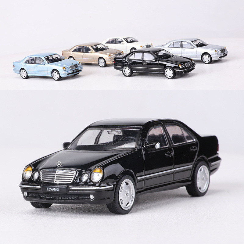⭐24ชม.⭐Shadow 1:64 Mercedes-Benz E55 AMG W210 จําลองรถDiecastรุ่นของเล่น