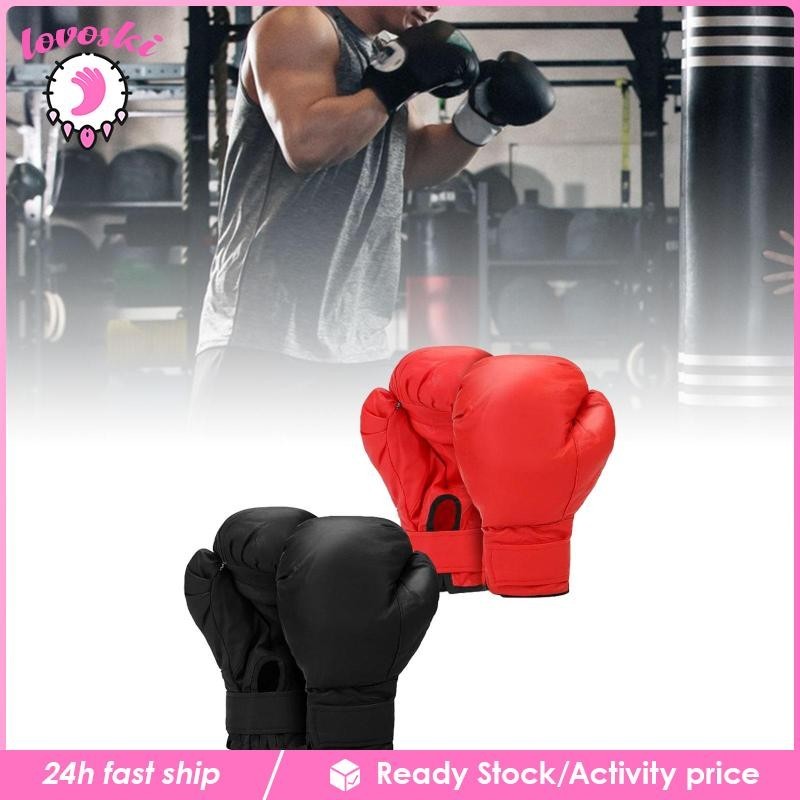 [Lovoski] นวมชกมวย 2 คู่สําหรับ Kickboxing และ Sanda, เกียร์เจาะหนัง PU สําหรับออกกําลังกาย