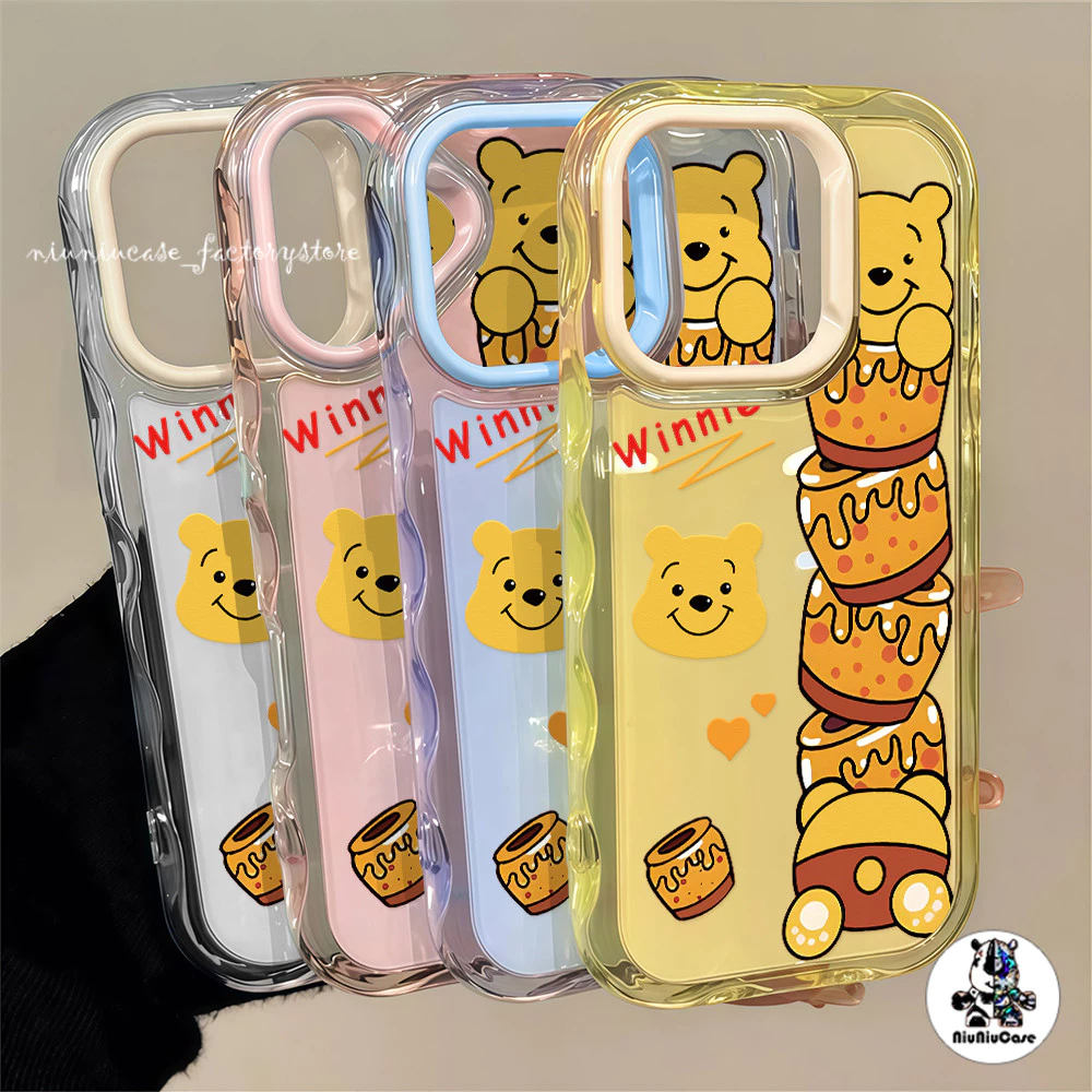 สําหรับ เคสไอโฟน13 หมีน่ารัก For iPhone 16 15 14 13 12 11 17 Pro Max 14 15 16 Plus 11 12Pro เคสโทรศัพท์ Insสี Jelly Case