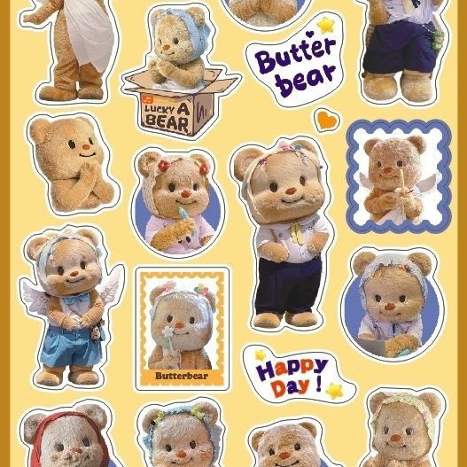 ใหม่น่ารักเนยหมี สินค้า สติกเกอร์การ์ตูน ทําเอง ถ้วยชานมกระเป๋าเดินทางเคสโทรศัพท์สติกเกอร์กันน้ํา