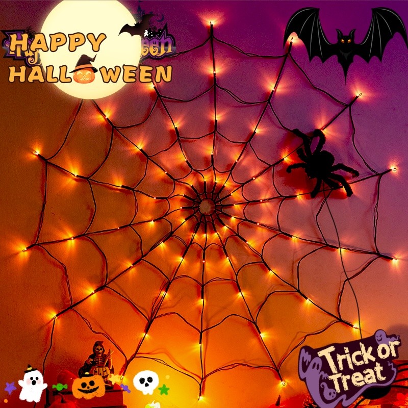 🎃ส่งภายใน10ชม🎃ฮาโลวีนใยแมงมุมแสงฮาโลวีนตกแต่งไฟ LED Halloween ตกแต่งอุปกรณ์ประกอบฉาก Battery ไฟสตริงตกแต่งงานปาร์ตี้
