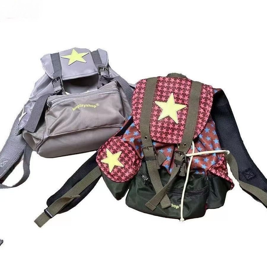 Escape Paradise loveplay Lucky Star Series Stitching Star Niche Design กระเป๋าเป้สะพายหลังที่ใช้งานไ