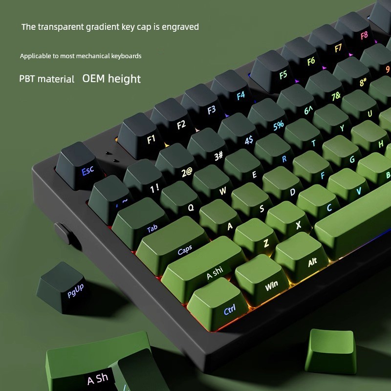 keycap ไฟลอด keycap Matcha Side แกะสลักGradient Keycap Rainout75 atk68 made68 ez63 hi75 ez60 คีย์บอร