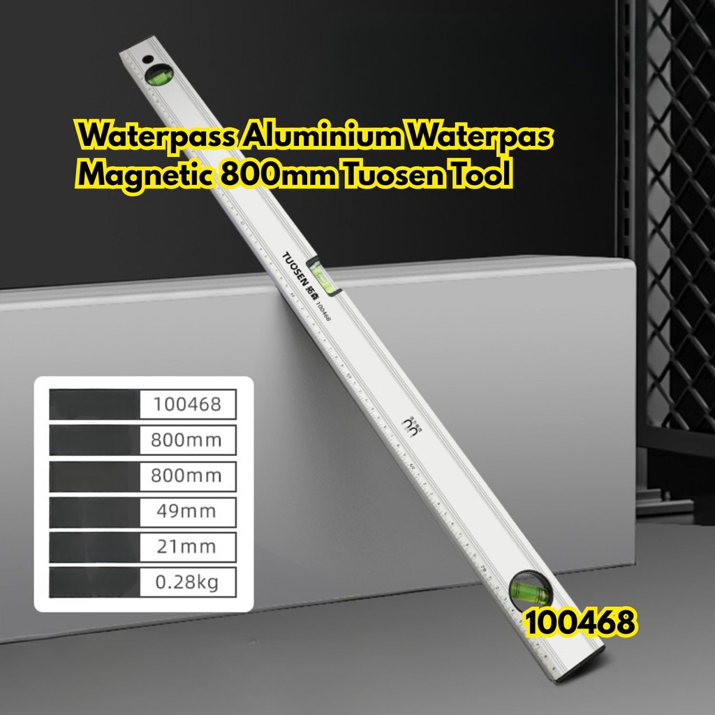 Waterpass อลูมิเนียม Waterpass Magnetic 800mm BR201 เครื่องมือ Tuosen