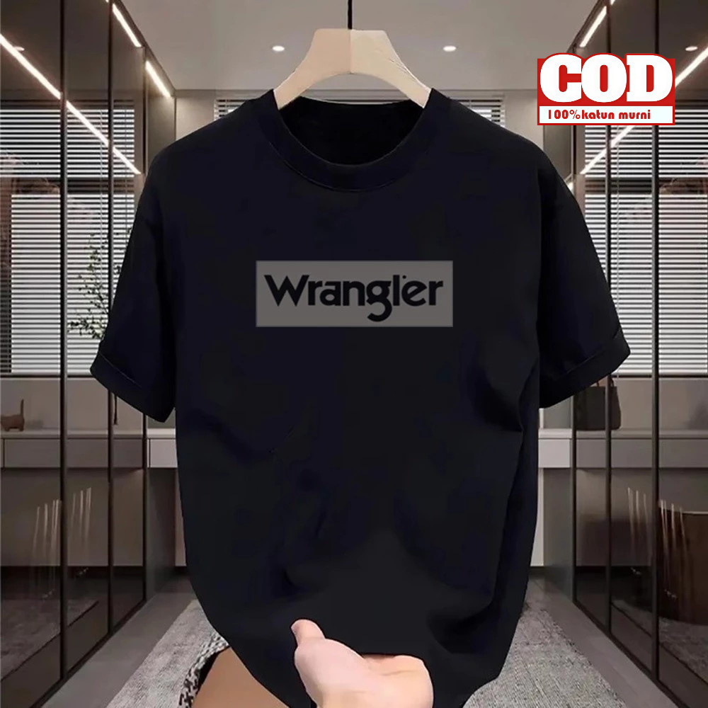 CODเสื้อยืดเทรนด์ผู้ชาย100% Original Design Mens Trend เสื้อยืดสีดําแขนสั้น Wangler เสื้อยืดแขนสั้น