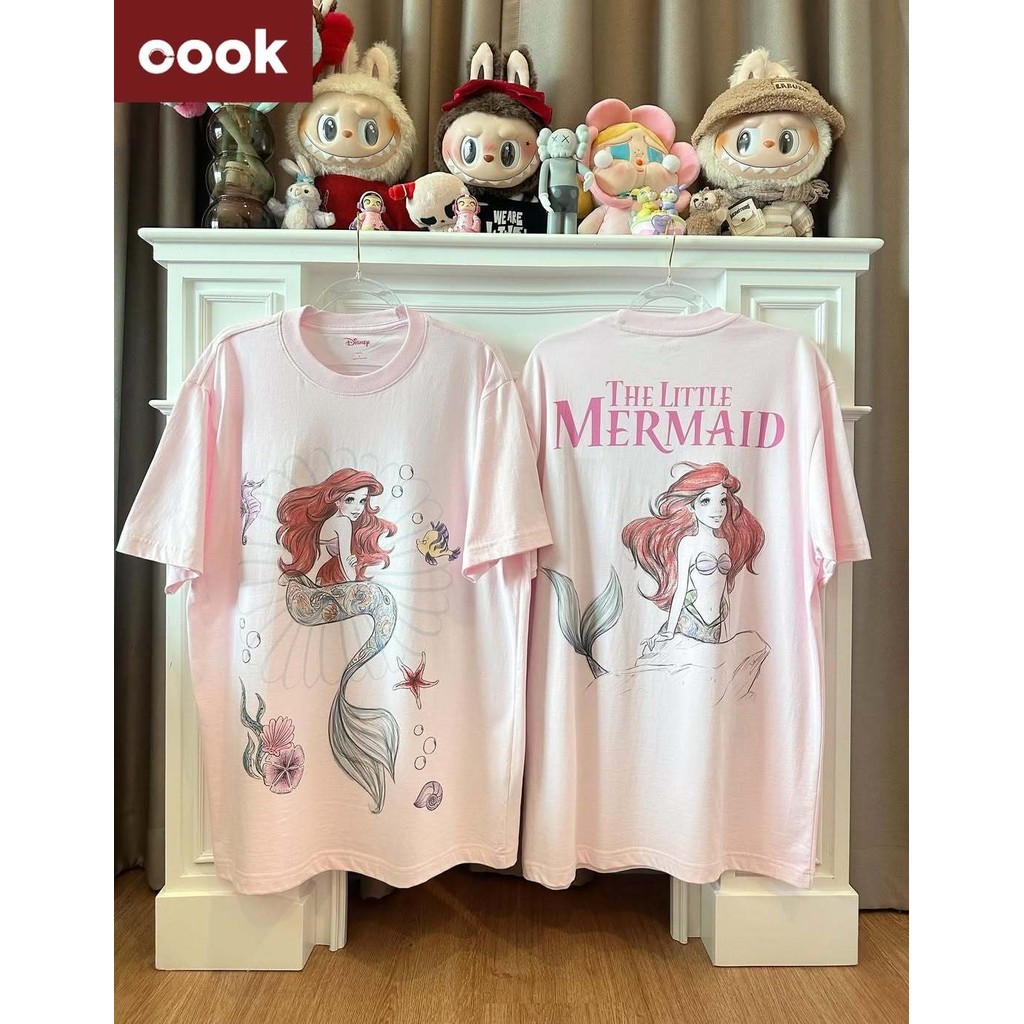 disney เสื้อยึด ผ้าเทคโนโลยี Sorona จากอเมริกา พิมพ์ลาย ariel เสื้อยืด oversize เหมาะ ผู้หญิง และ ผู้ชาย #545