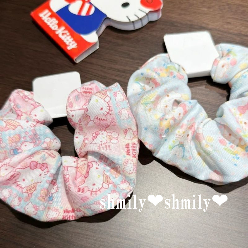 HelloKitty สีชมพู สไตล์ใหม่ scrunchy สำหรับผมหางม้า
