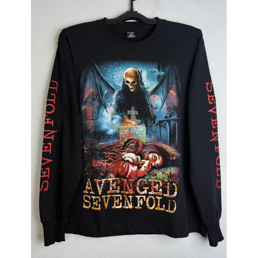 เสื้อแขนยาว วง Avenged Sevenfold ลาย Deathbat วินเทจร็อกสายดาร์ก