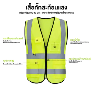 F09 เสื้อกั๊กสะท้อนแสง เสื้อกั๊กเซฟตี้ Reflective Safety Vest เพิ่มความปลอดภัยในการทำงาน การออกแบบที่พิถีพิถัน