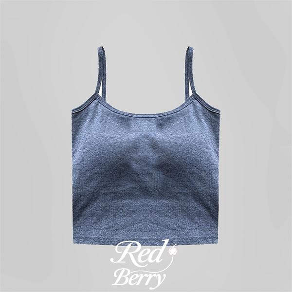 Red Berryเสื้อกั๊กไร้ตะเข็บสีพื้นสำหรับผู้หญิง ฤดูใบไม้ผลิ/ฤดูร้อน ปี 2025 ยืดหยุ่นสบาย พร้อมแผ่นรองหน้าอกX8802