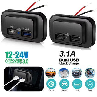 [🚚ท้องถิ่น🚚] Quick Charge Dual USB Car Charger Socket 12V/24…