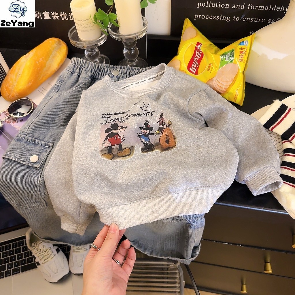 เสื้อสเวตเตอร์ผ้าฝ้ายสำหรับเด็ก แขนยาว สไตล์การ์ตูน ใส่ได้ทุกวัน