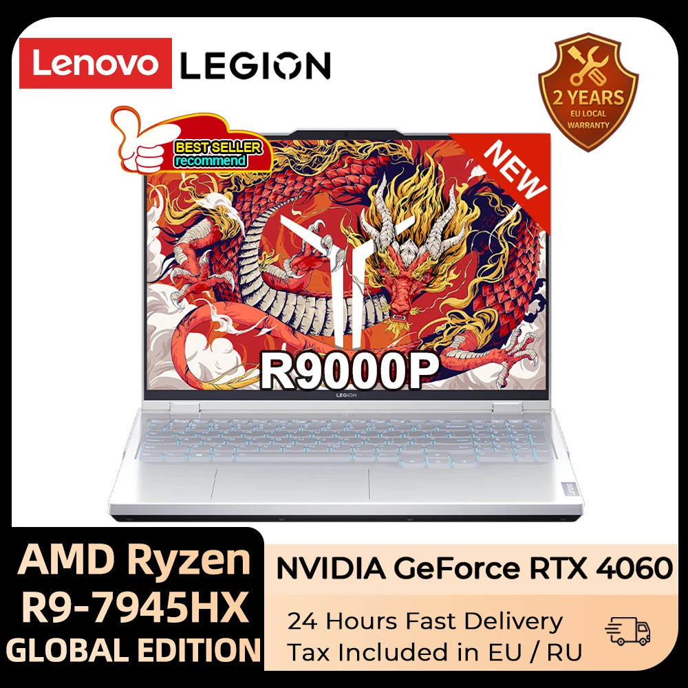 Lenovo Legion R9000p แล็ปท็อปสําหรับเล่นเกม Ryzen 9 7945hx Geforce Rtx 4060 16g /32gb Ddr5 1t Ssd 16