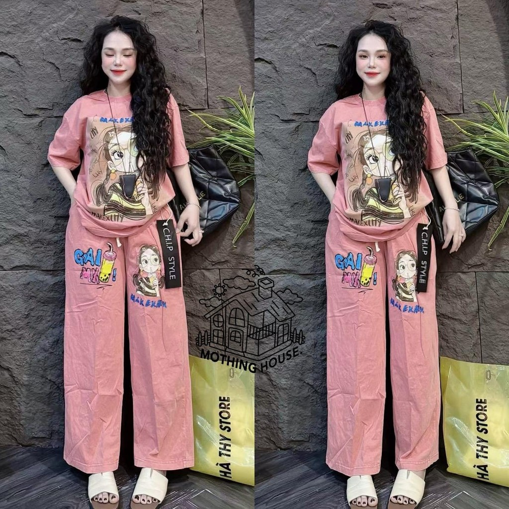 Meijashop No.Set5714 ชุดเซ็ท2ชิ้น ลายผู้หญิงชาไข่มุก *กางเกงผ้ายีนส์เทียม* ชุดเซ็ท ชุดแฟชั่น ราคา ถูกที่สุด ดีลบีเคเค แกลเลอรีภาพที่ 3