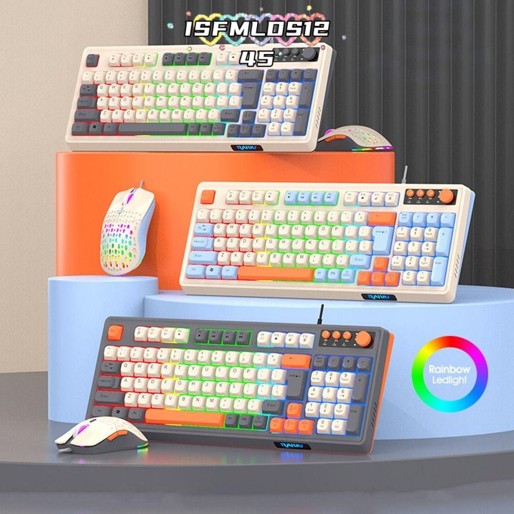 ISFMLDS1245 RAID T98 คีย์บอร์ด, 98 เค้าโครงคีย์ Luminous คีย์บอร์ดเมาส์ชุด, Rainbow Color Backlight 