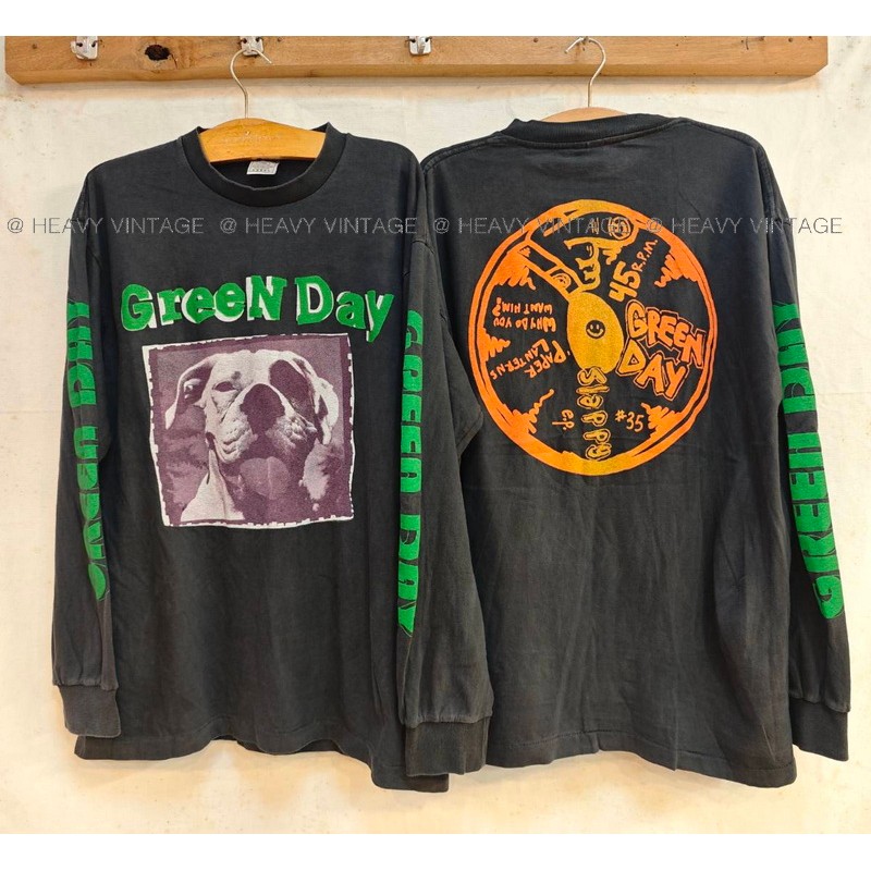 Green Day  SLAPPY long sleeve Bio Washed เสื้อวินเทจ เสื้อทัวร์ วงร๊อค heavy vintage shirt
