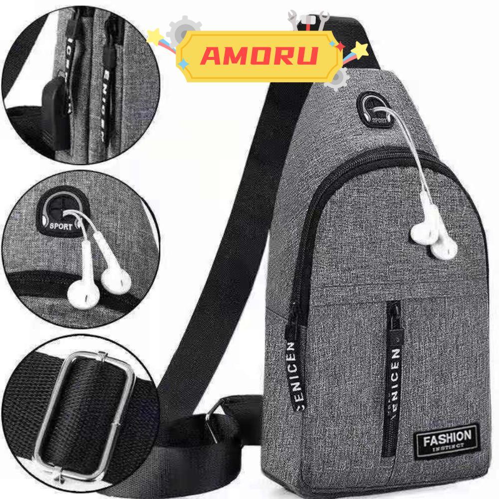 AMOR12U7 Mens Chest Bag Fashion Messenger Bags Outdoor Travel Sport Sling Backpack