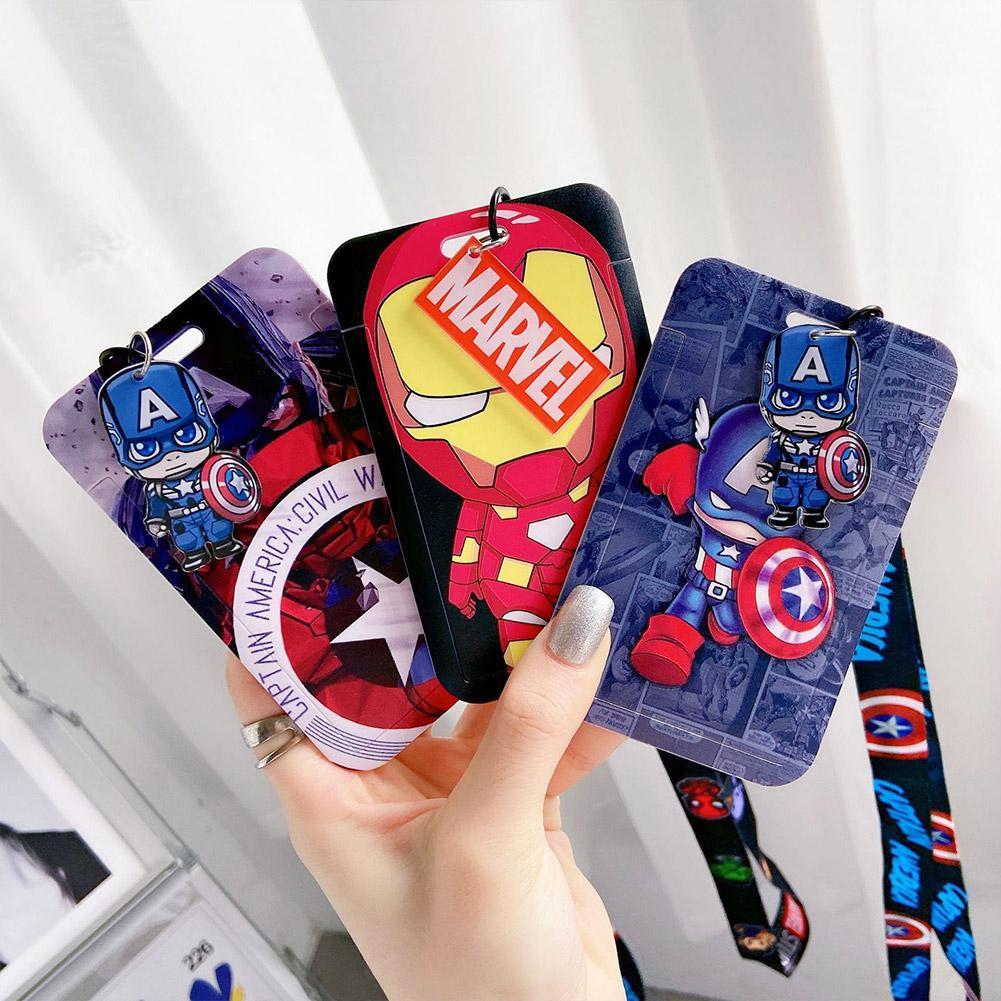 Eraei Card Protector เชือกยาว Superman กัปตันสําหรับบัตรอาหารบัตร Access Card Bus Pass พวงกุญแจ P7m2
