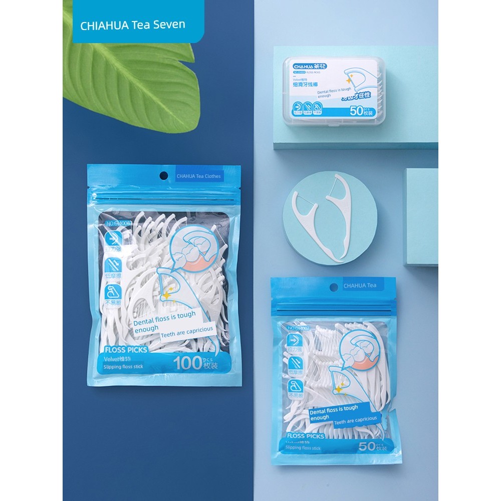 dental floss ไหมขัดฟัน Camellia Safety Bag Portable Portable Portable 100 Dental Floss