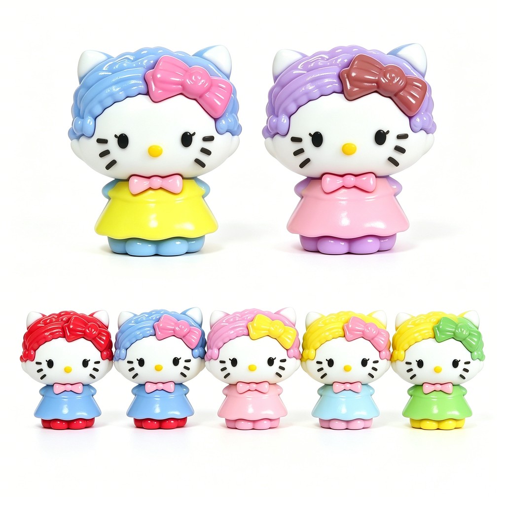 SANRIO 5ชิ้นน่ารักหยิก สวัสดี คิตตี้ นุ่มพีวีซีลูกปัดที่มีหลุม, ซานริโอ จี้การ์ตูน, ทําเอง ลูกปัดปากกาพวงกุญแจอุปกรณ์เครื่องประดับ,ของขวัญสําหรับเพื่อนที่ส
