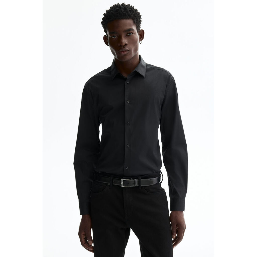 H&M قميص رجالي Slim Fit مطاطي