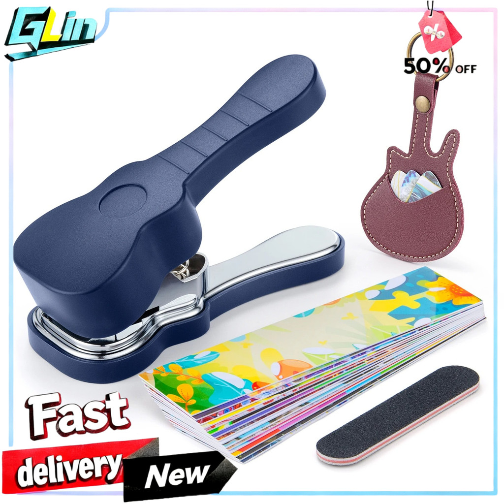 Guitar Pick Punch Kit,15 Variety Pick Strips DIY Maker เครื่องมือสําหรับกีตาร์ขนาดกลาง Picks ของขวัญสําหรับคนรักกีตาร์