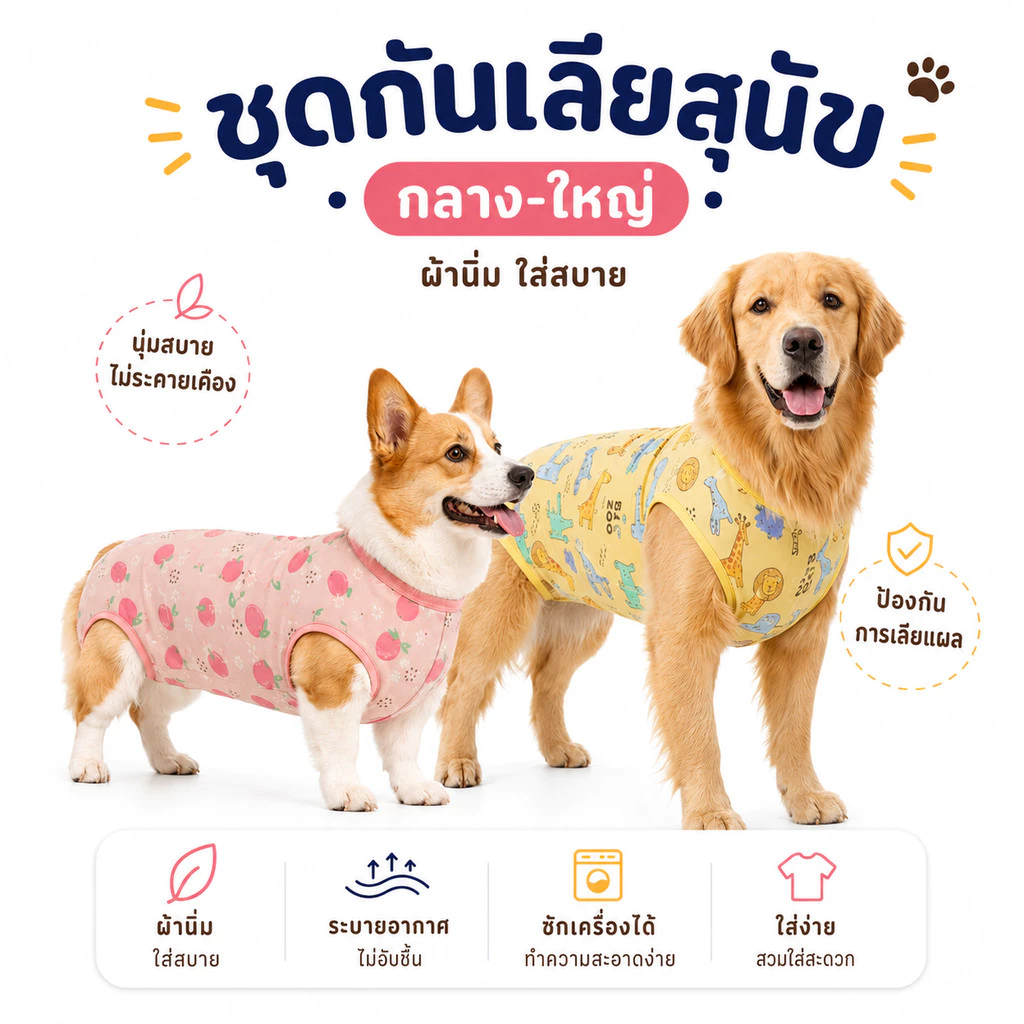 ชุดกันเลียหมากลาง-ใหญ่ ชุดใส่หลังผ่าตัด