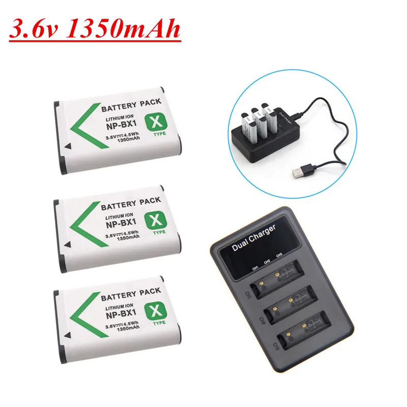3.6v 1350mAh NP-BX1 NP BX1 แบตเตอรี่สําหรับ Sony DSC RX1 RX100 M3 M2 RX1R GWP88 PJ240E AS15 WX350 WX