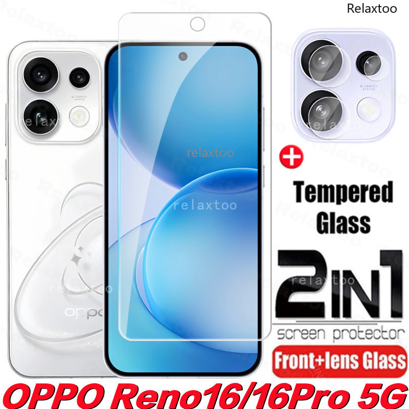 2in1 3Dโค้งกระจกนิรภัยสําหรับOPPO Reno16 Reno 16 Pro F 16Pro 16F Reno16Pro Reno16F 5G 2026 เลนส์กล้องด้านหลังป้องกันหน้าจอป้องกันฟิล์มแก้วโทรศัพท์