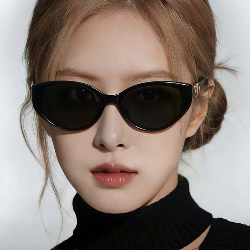 Cat Eye แว่นตากันแดดผู้ชายผู้หญิง UV400 ป้องกัน Double B ตกแต่งกลางแจ้งขับรถแฟชั่นแว่นตา