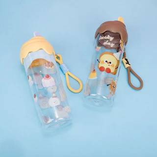 🥤 แก้วน้ำประปา 600ml ลายการ์ตูนโดพามีนพร้อมหลอด พกพาสะดวก เหมาะสำหรับสีสวยสดใสส่งไว