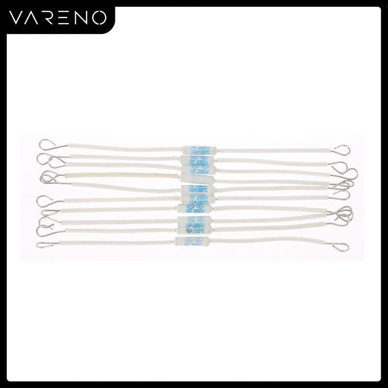 Vareno ฟิวส์ตัดความร้อน185องศา10A RF250V 10ชิ้นฟิวส์อุณหภูมิเซรามิก RF 250V สำหรับหม้อหุงข้าวไฟฟ้าป้องกันความต้านทาน